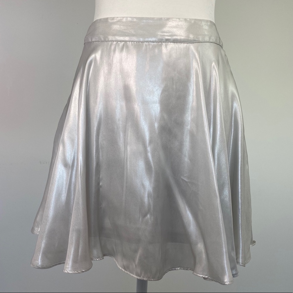 H&M Light Silver Silky Mini Skirt Size 6
